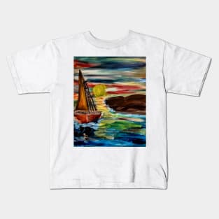 Out sailing by the shore Kids T-Shirt